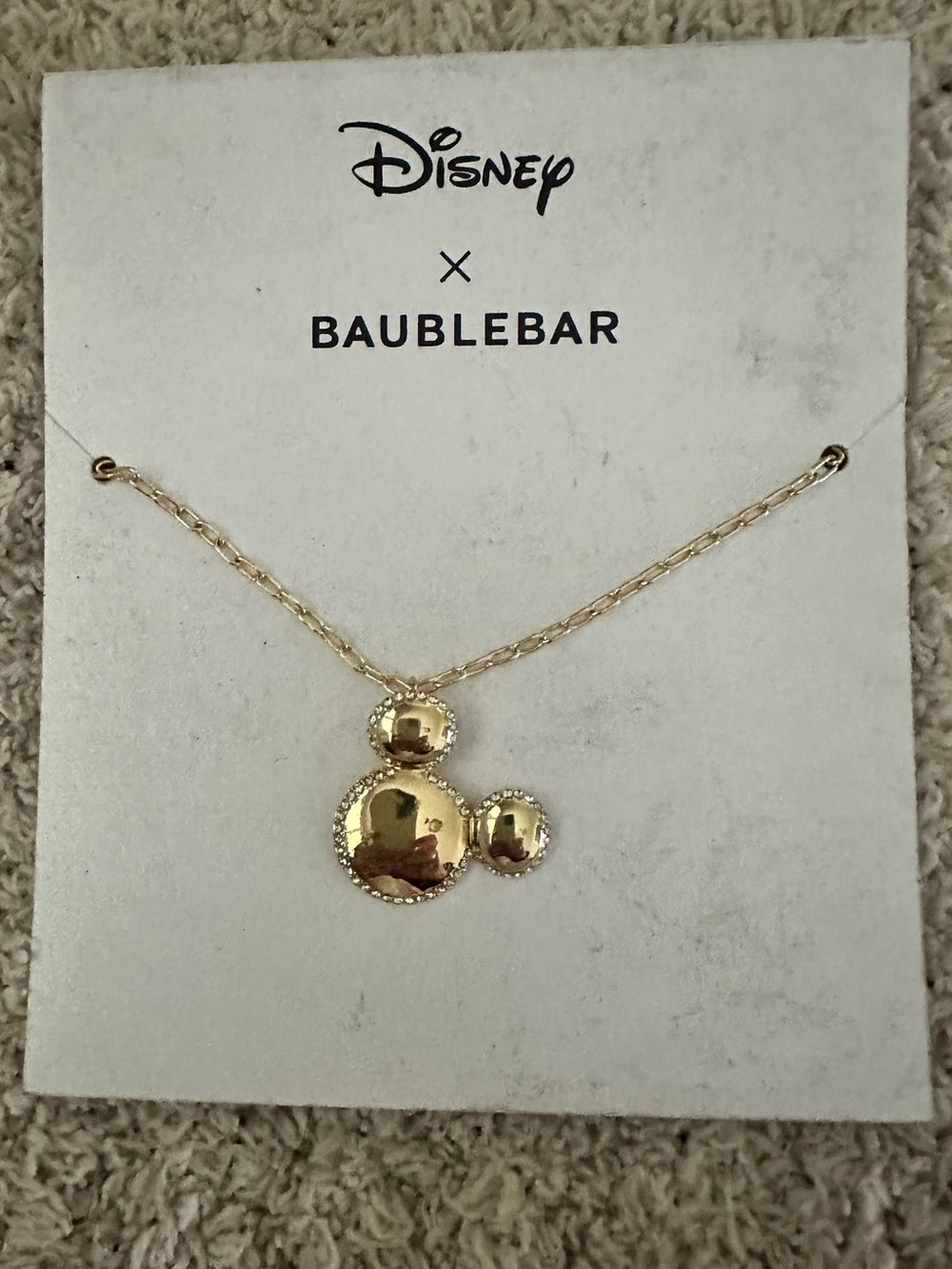 Disney x Baublebar Mickey Mouse Pave Pendant Necklace New